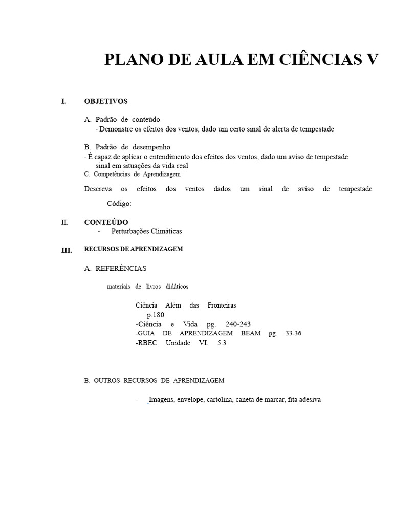 Plano de Aula | PDF | Aprendizado | Lição