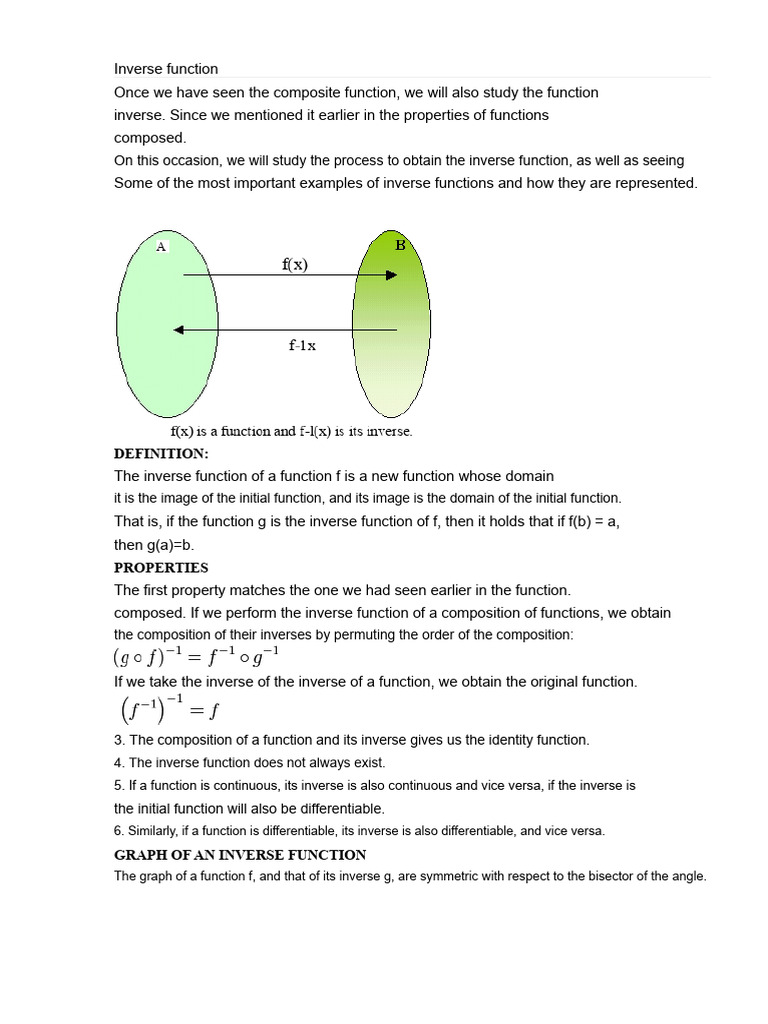 Inverse Function: Definition and Examples | PDF | Function (Mathematics ...