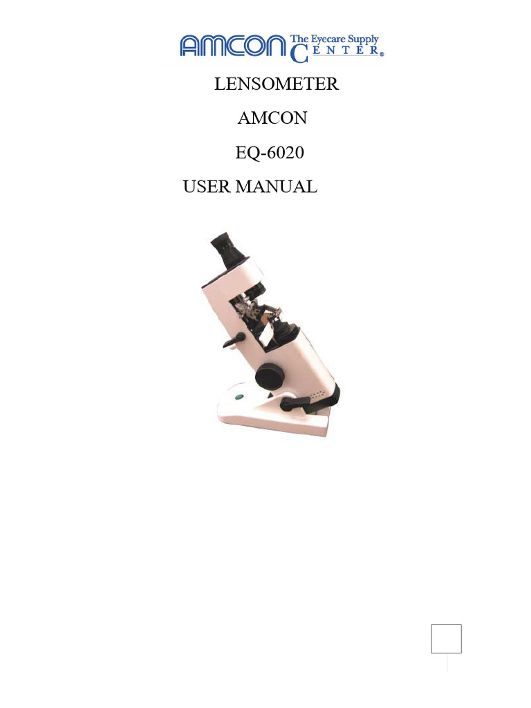 Lensometer User Manual: Operation Guide | PDF | Optics ...