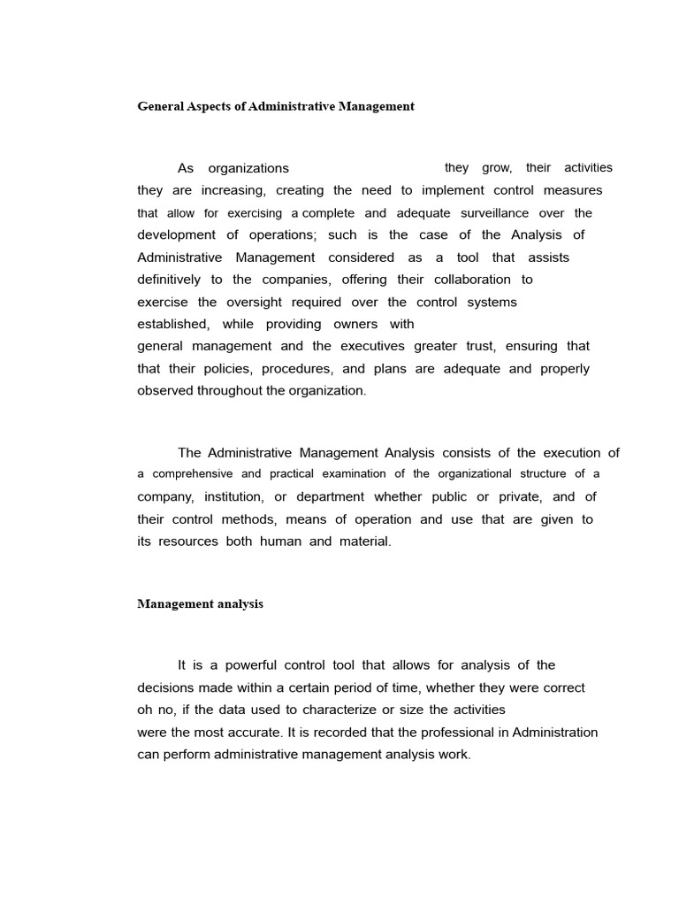 Administrative Management Analysis Overview | PDF | Audit | Economies