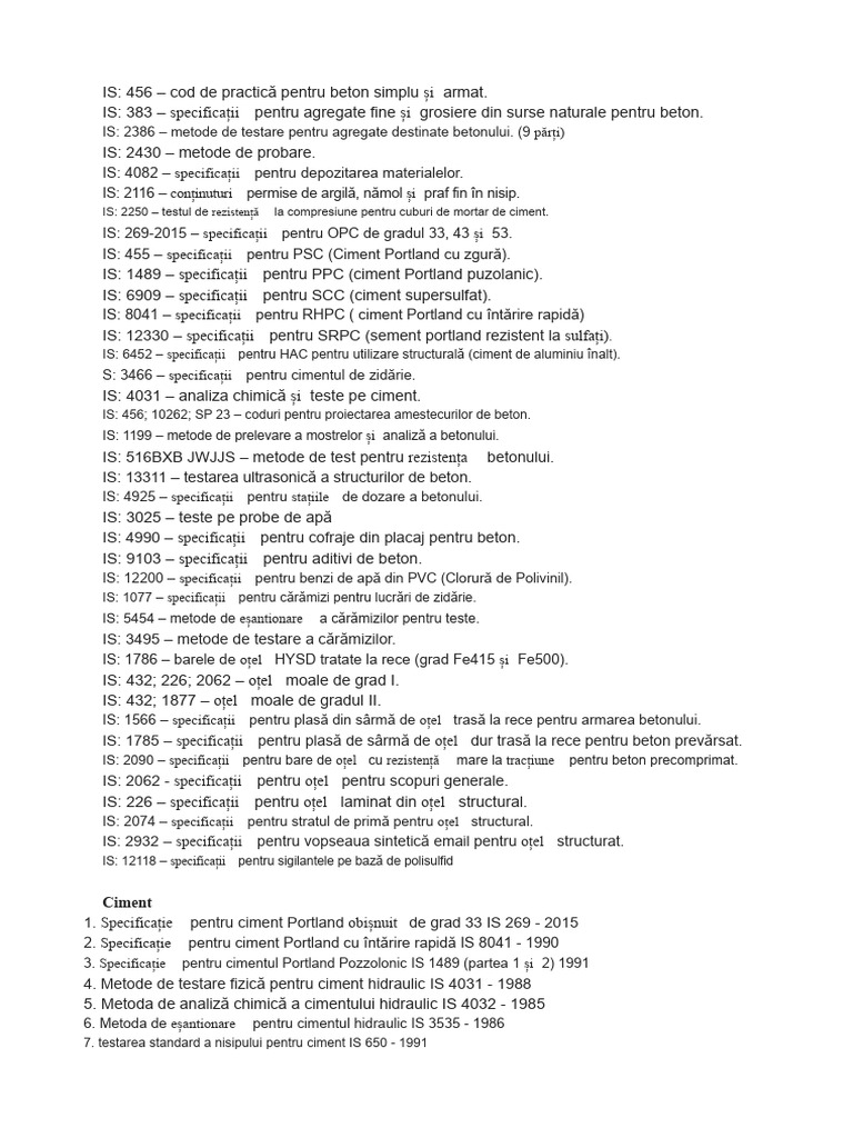 Lista de Coduri IS | PDF