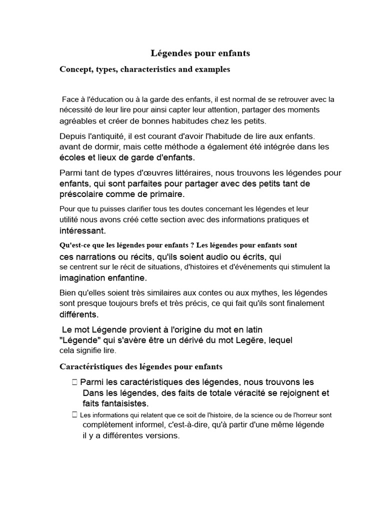Légendes pour enfants : types et avantages | PDF | Légendes | Chevalerie