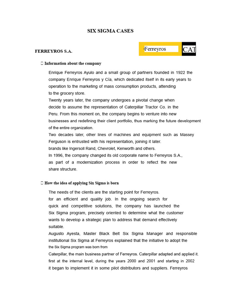 Case Six Sigma Ferreyros | PDF | Six Sigma | Customer