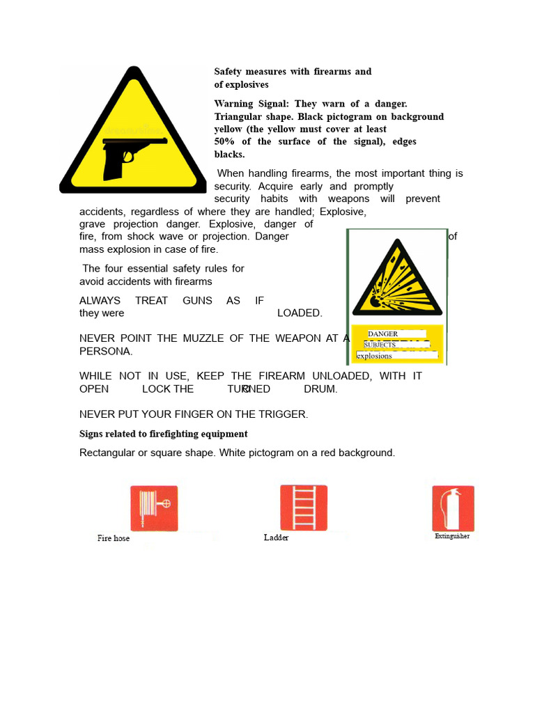 Safety Measures With Firearms and Explosives | PDF