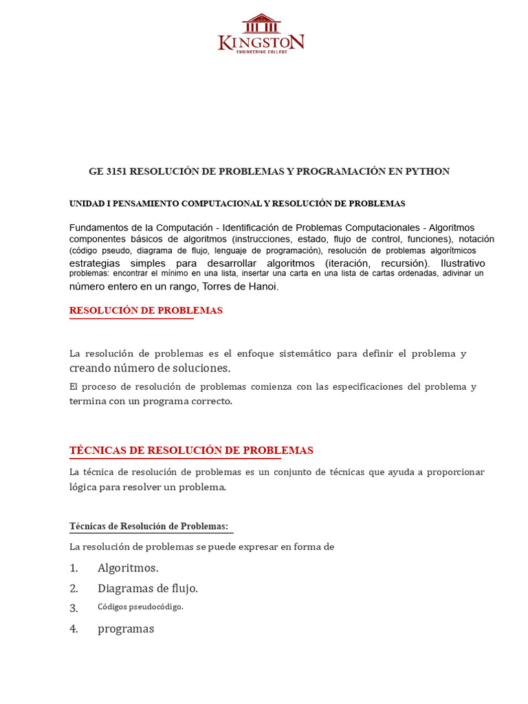 Material de Estudio de Ge3151 PSPP | PDF | Algoritmos | Python ...