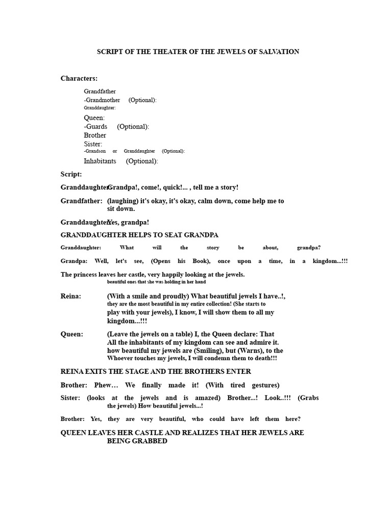 Script of The Theater of The Jewels of Salvation Version 2 | PDF | Jesus