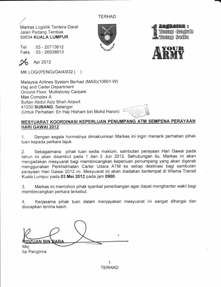 Surat Mesy Koord Penumpang Carter Atm Perayaan Gawai Mas Pdf
