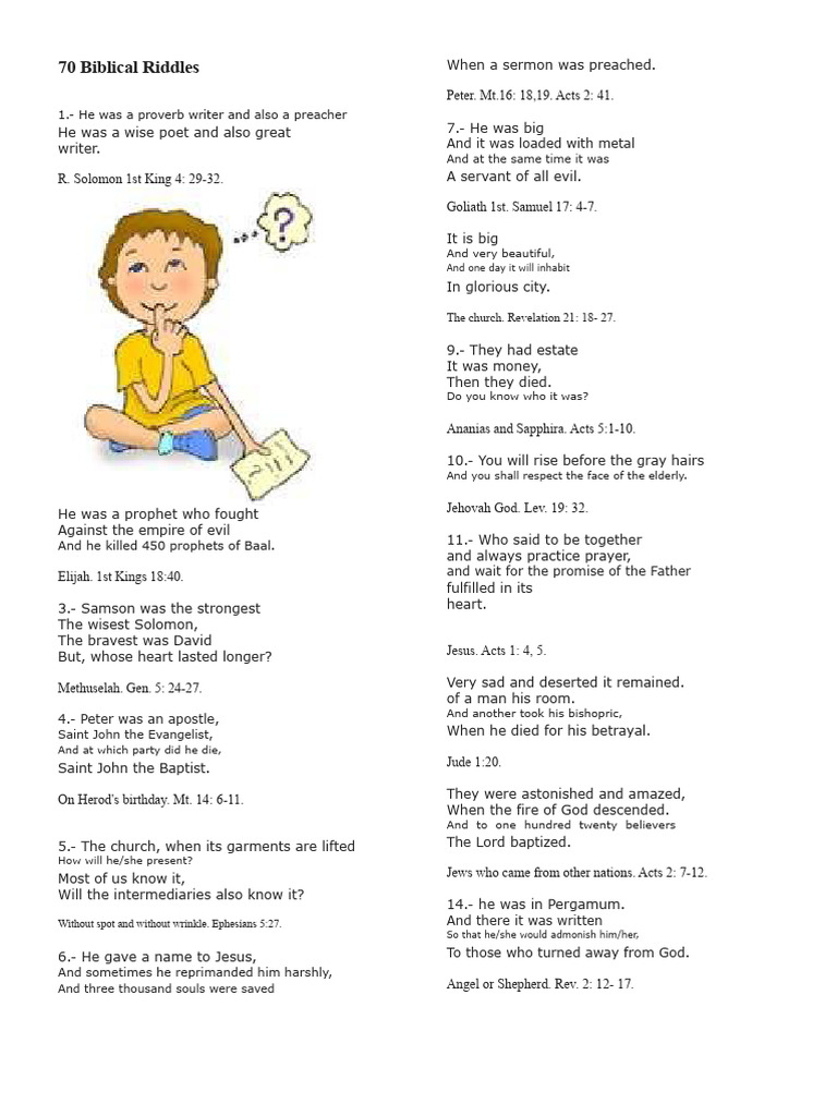 Biblical Riddles For UJMC Bible Contest | PDF | Jesus | Bible