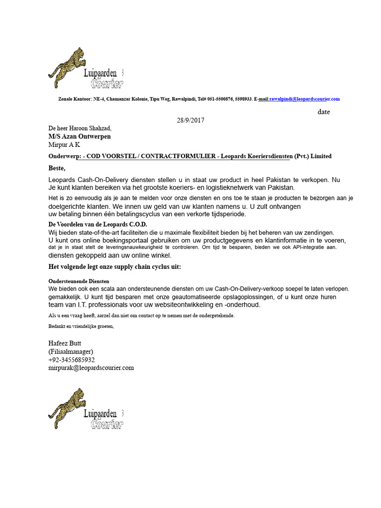 Leopards COD Corporate Voorstel - Azan Ontwerpen | PDF