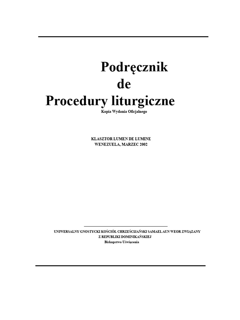 Podręcznik Procedur Liturgicznych Lumen | PDF