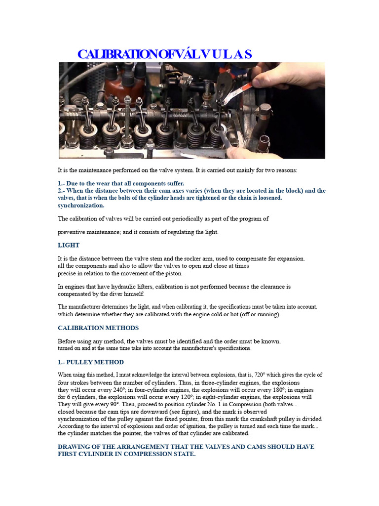 Valve Calibration Methods Explained | PDF | Engines | Machines