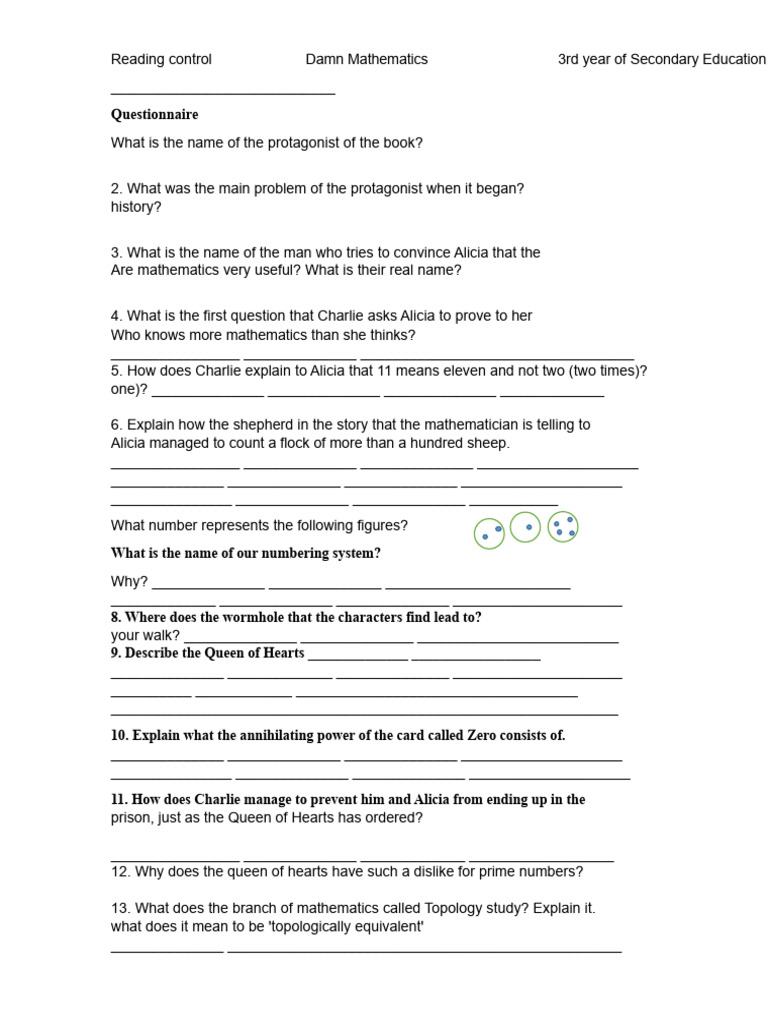 Reading Control Damn Mathematics 3rd ESO | PDF