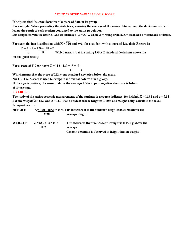 Understanding Z Scores in Statistics | PDF | Standard Score | Normal ...