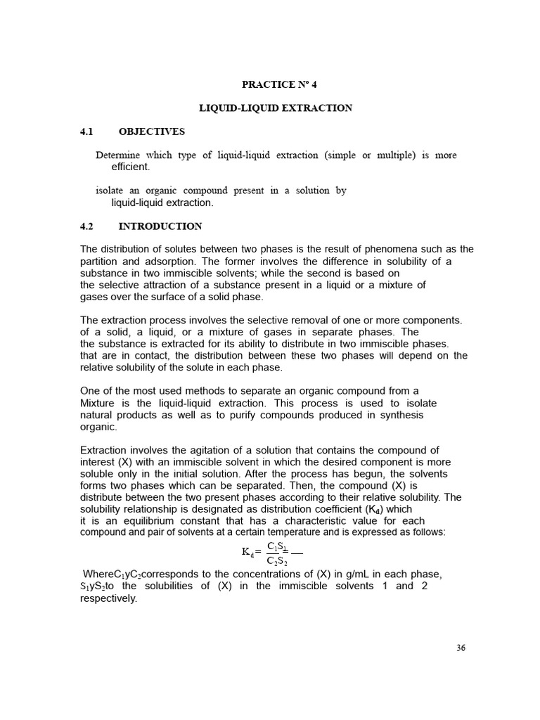 Liquid-Liquid Extraction Techniques | PDF | Solubility | Phase (Matter)