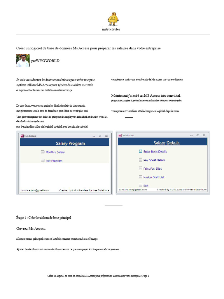 Créer un logiciel de paie avec MS Access | PDF | Microsoft Access ...