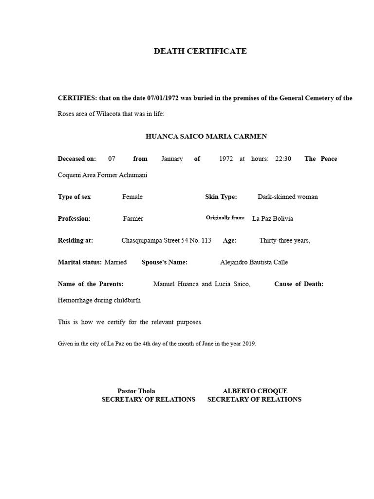 Death Certificate | PDF