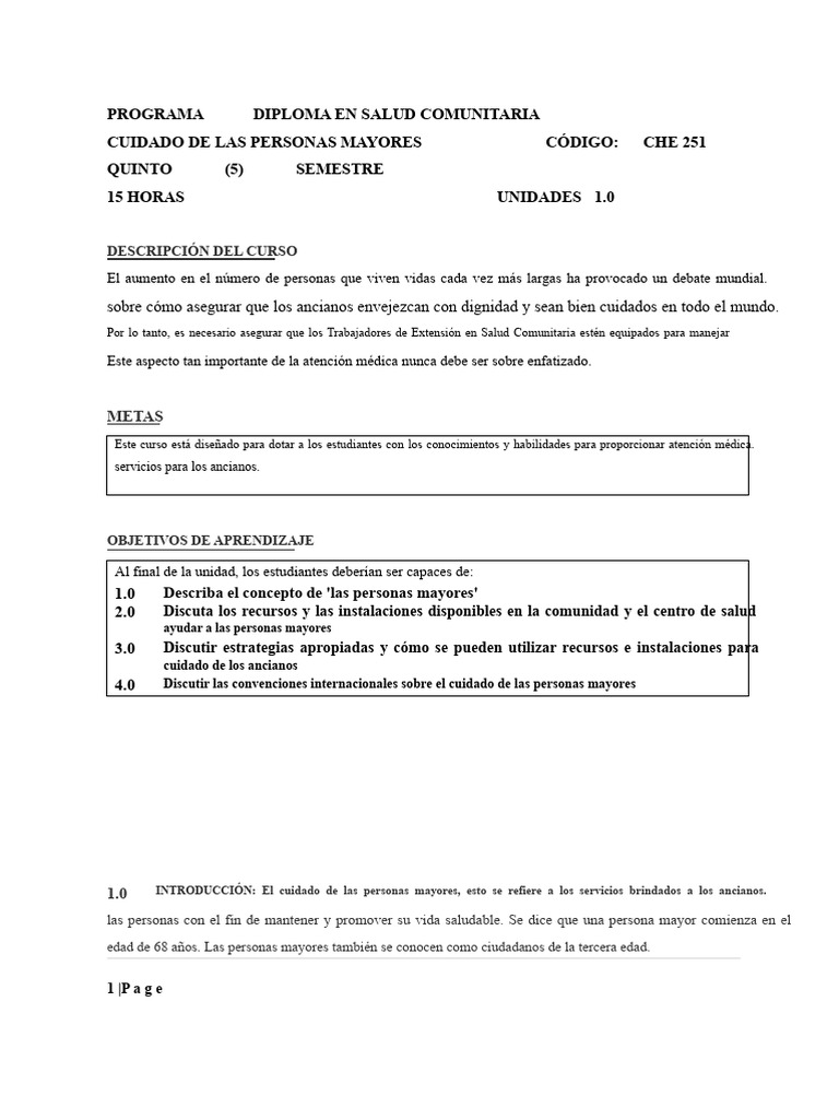 Che 251 Cuidado de Las Personas Mayores | PDF | Envejecimiento | Vejez