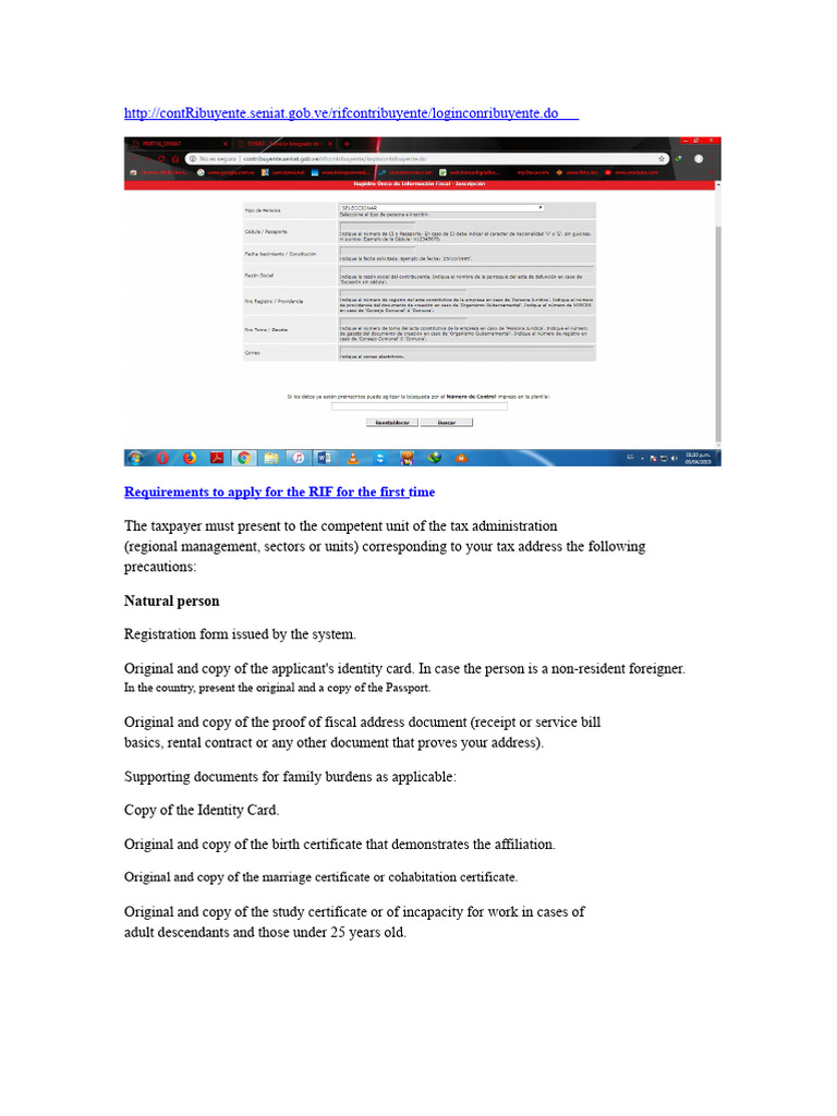 Requirements To Apply For The RIF For The First Time | PDF | Identity ...