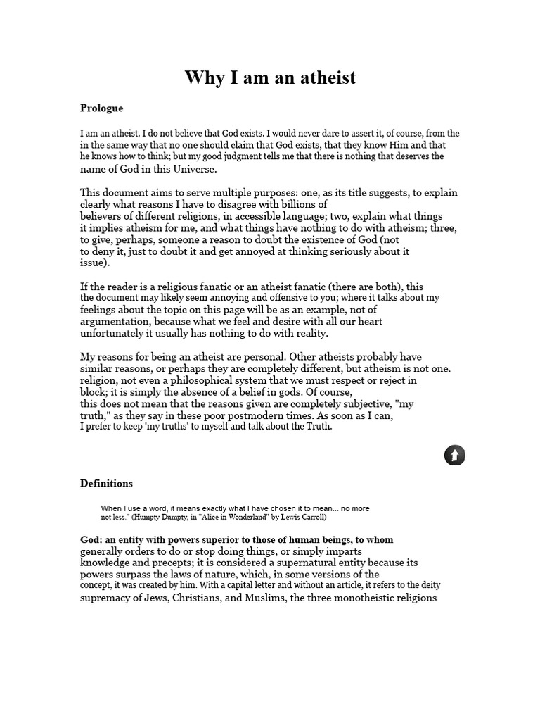 Reasons for Atheism Explained | PDF | Atheism | Existence Of God