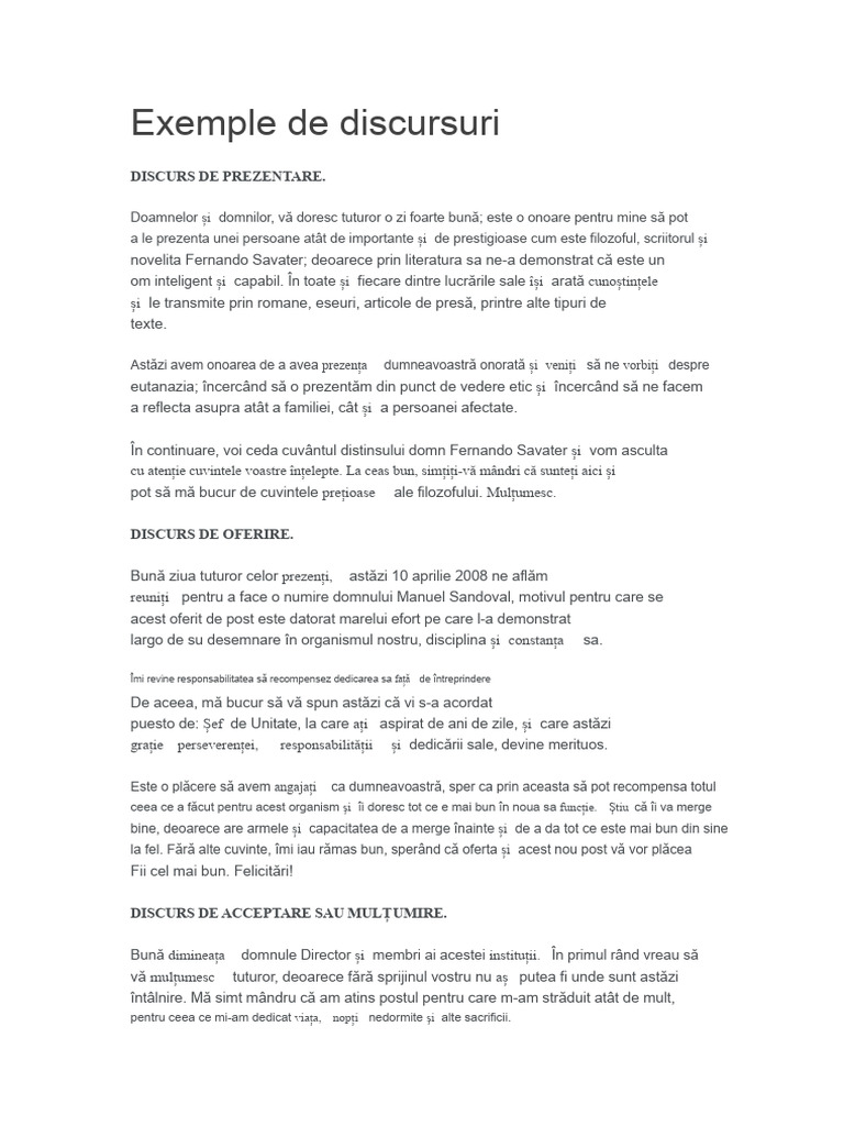 Exemple de Discursuri | PDF