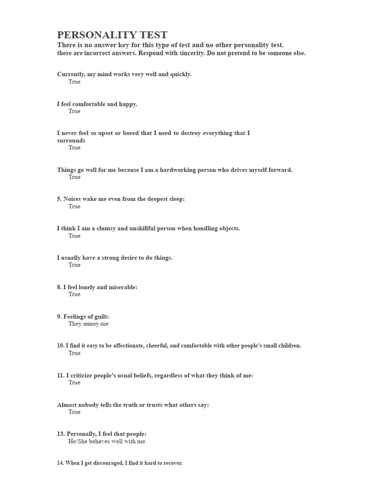Personality Test - Hwma | PDF | Psychology | Psychological Concepts