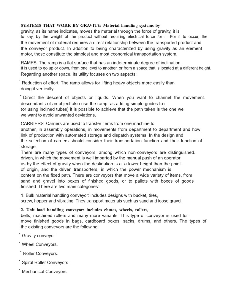 Gravity-Based Material Handling Systems | PDF | Elevator | Belt ...