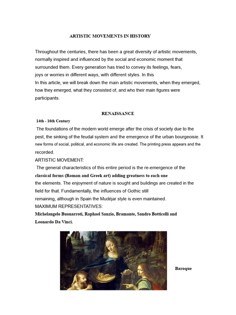 Artistic Movements in History | PDF | Art Nouveau | Cubism