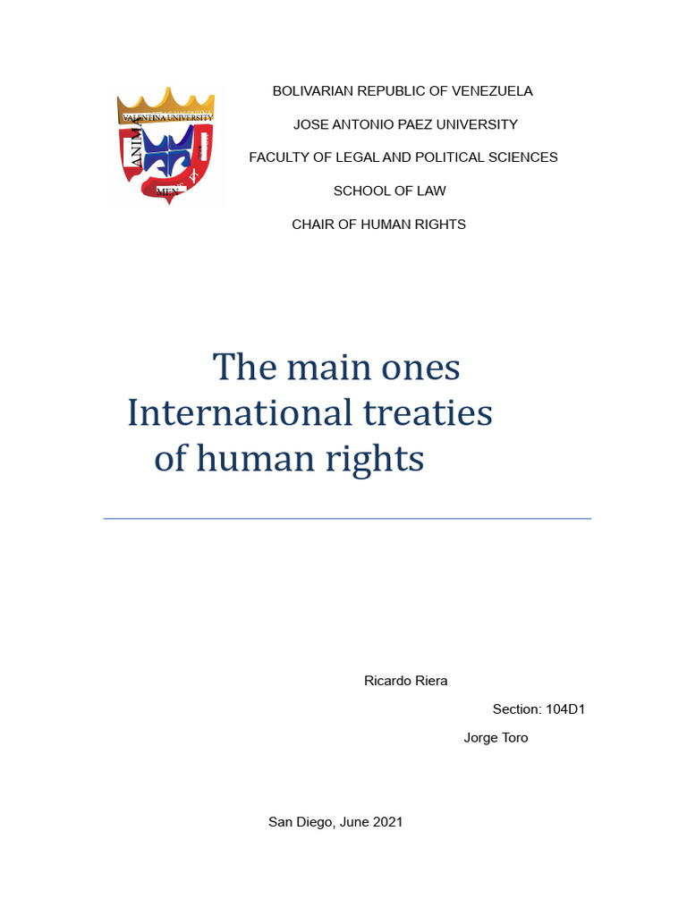 International Treaties On Human Rights by Ricardo Riera 104D1 | PDF ...