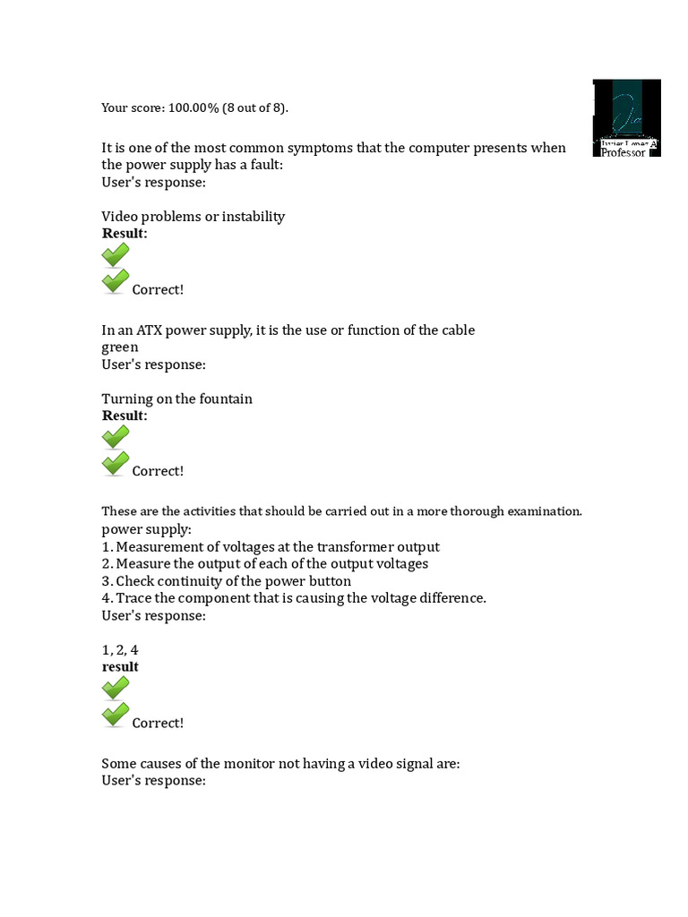 Level 3 Lesson 2 Exam 2 Technician in Computer Equipment Installation ...