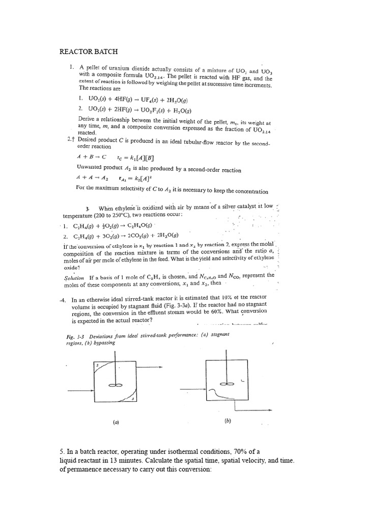 Reactor Design Calculations for Chemical Processes | PDF | Chemical ...
