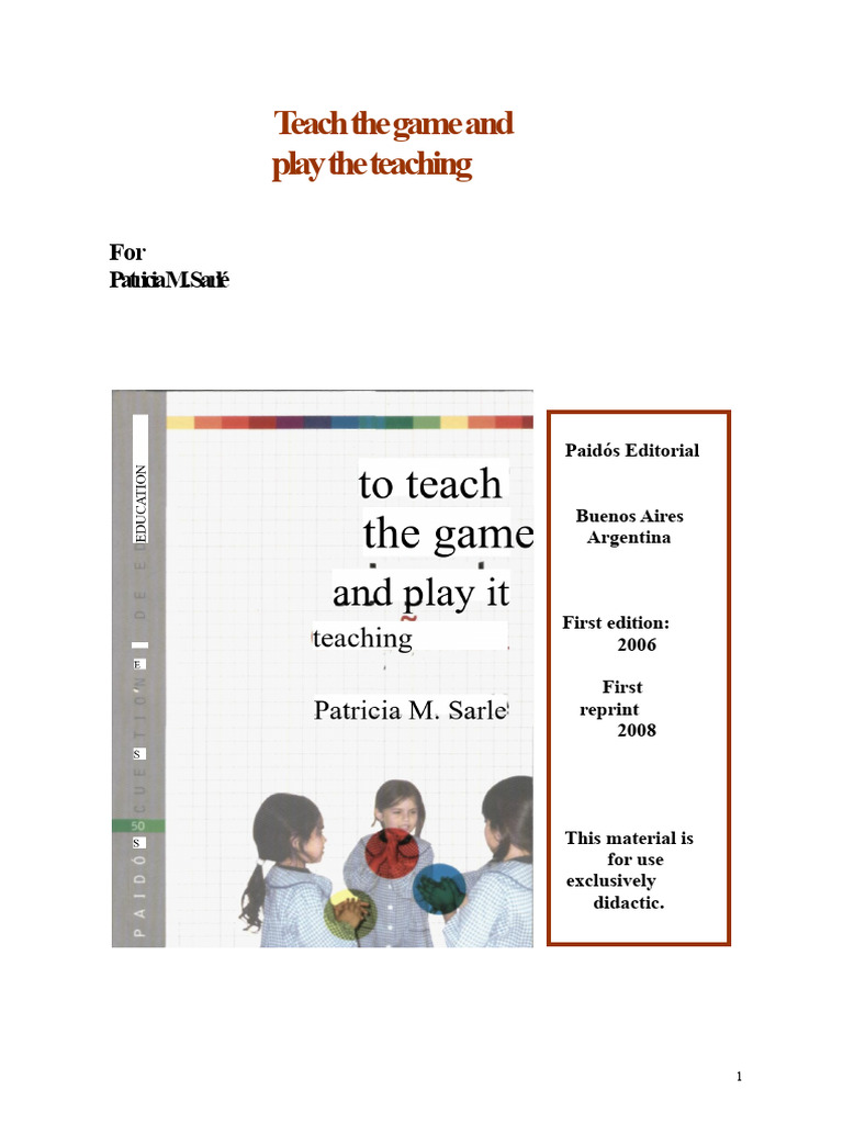 55the - Dialogue - Between - Play - and - Teaching Sarle Games | PDF ...