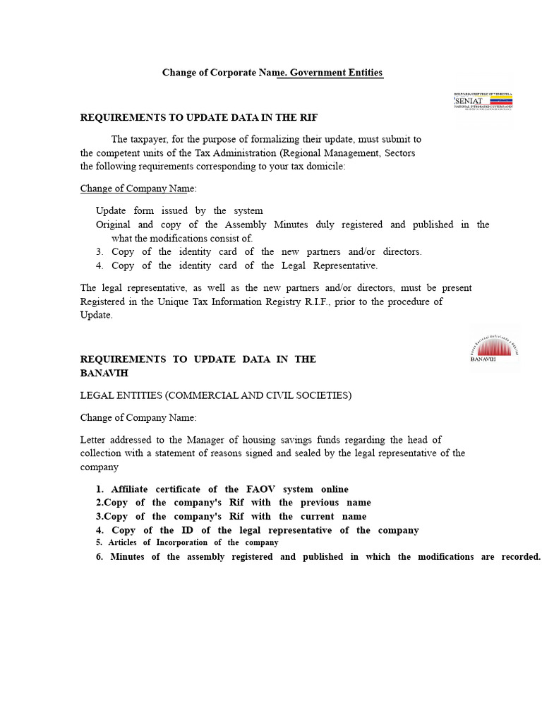 Corporate Name Change Requirements Guide | PDF | Identity Document