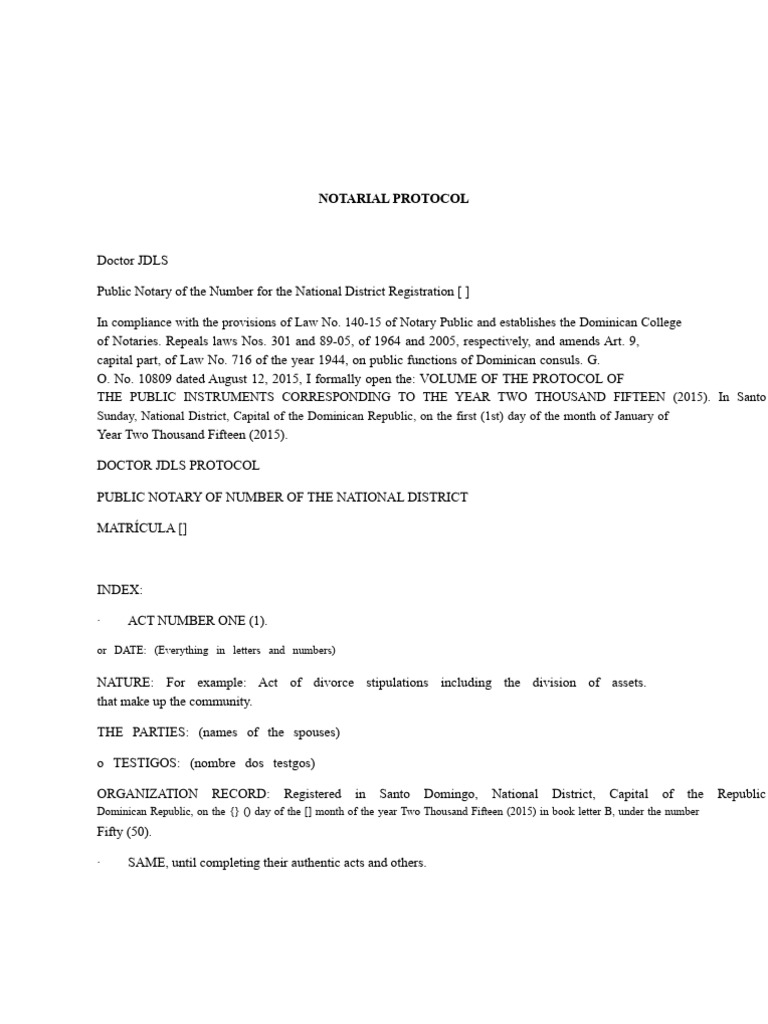 Dominican Notarial Protocol 2015 | PDF