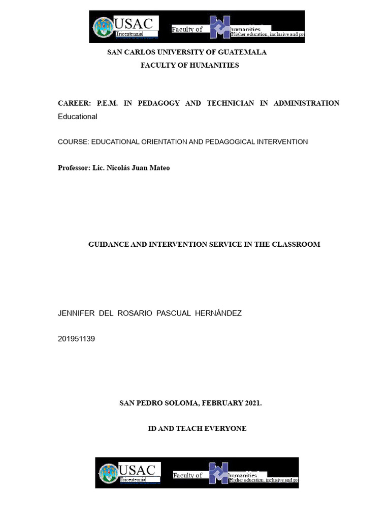Guidance and Intervention in The Classroom | PDF | Pedagogy | Teachers