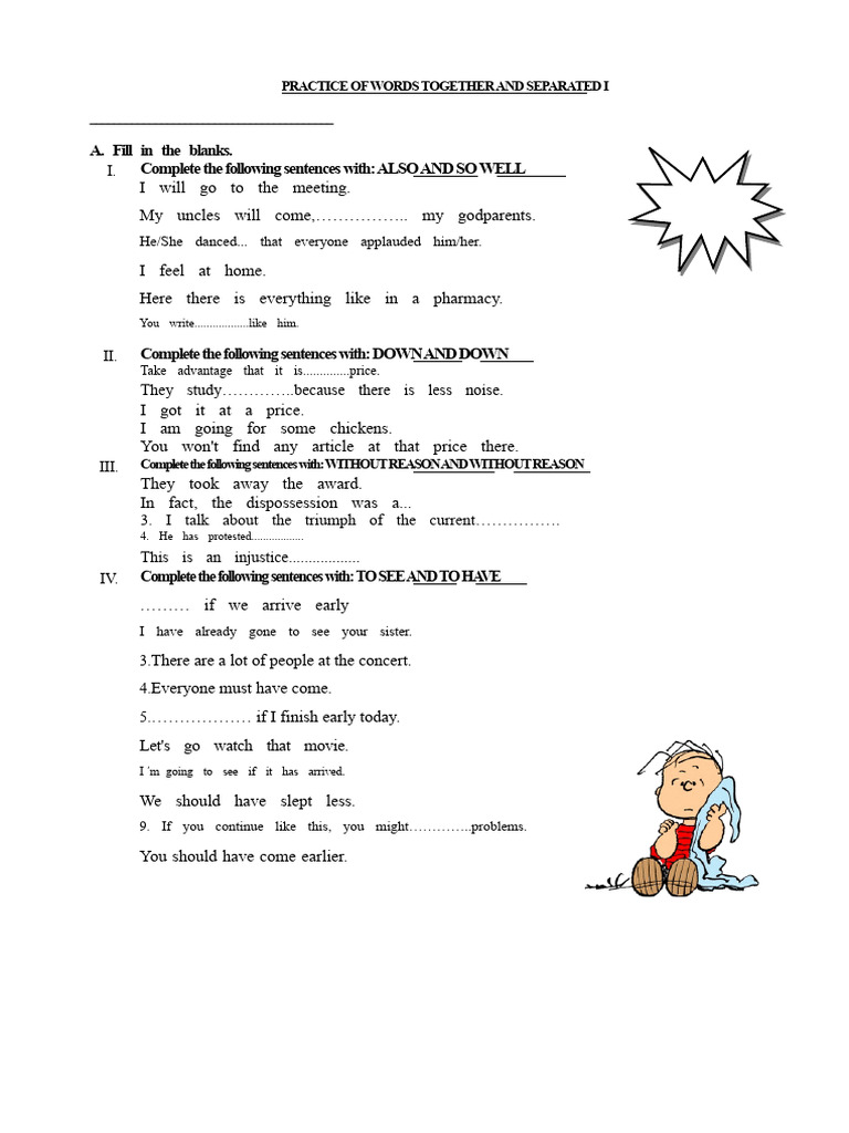 Practice of Words Together and Separate | PDF