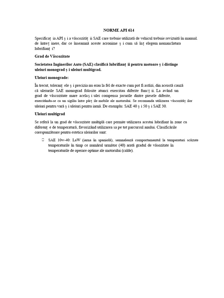 Normele API 614 Și ACEA | PDF