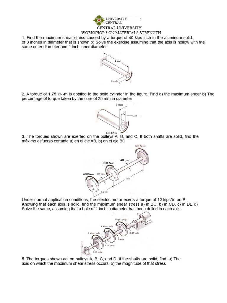 Maximum Shear Stress Calculations in Shafts | PDF | Stress (Mechanics ...