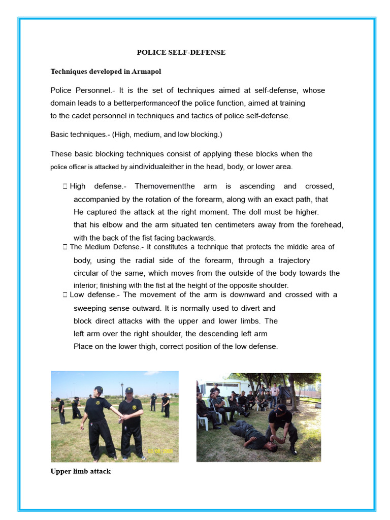 Police Self-Defense Techniques Guide | PDF | Handcuffs | Limbs (Anatomy)