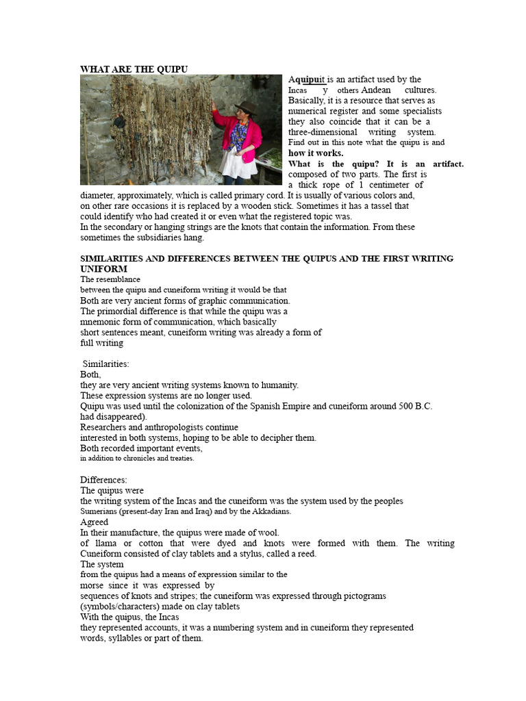 Understanding Quipu: Inca Knot Writing | PDF | Cuneiform | Writing