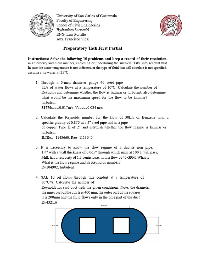 Hydraulics Problems for Civil Engineering | PDF | Reynolds Number | Pump
