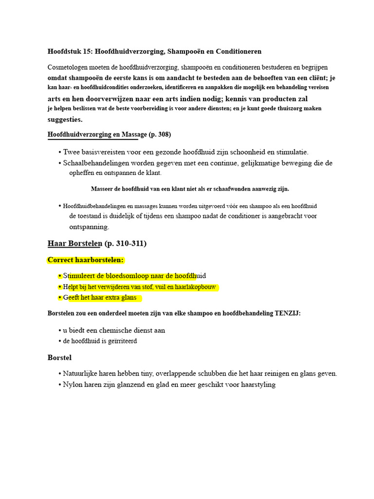 Cos - Hoofdstuk 15 Hoofdhuidadverzorging Shampooen en Conditioneren PDF ...