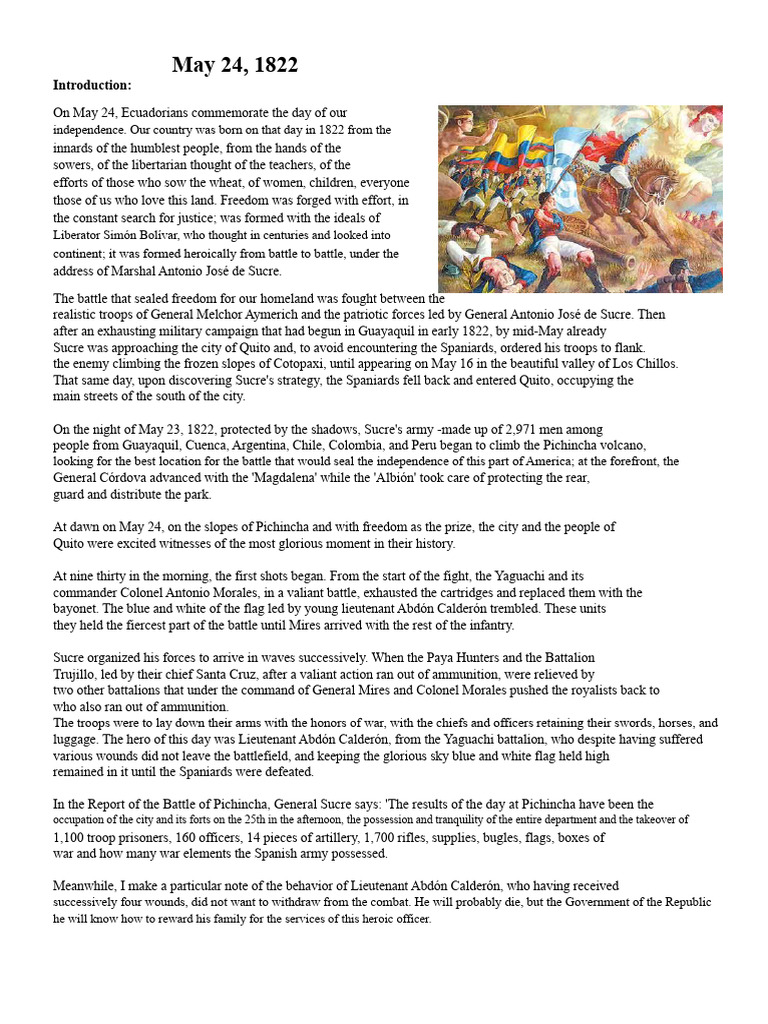 May 24, 1822 Battle of Pichincha | PDF | Battles | 2nd Millennium Conflicts