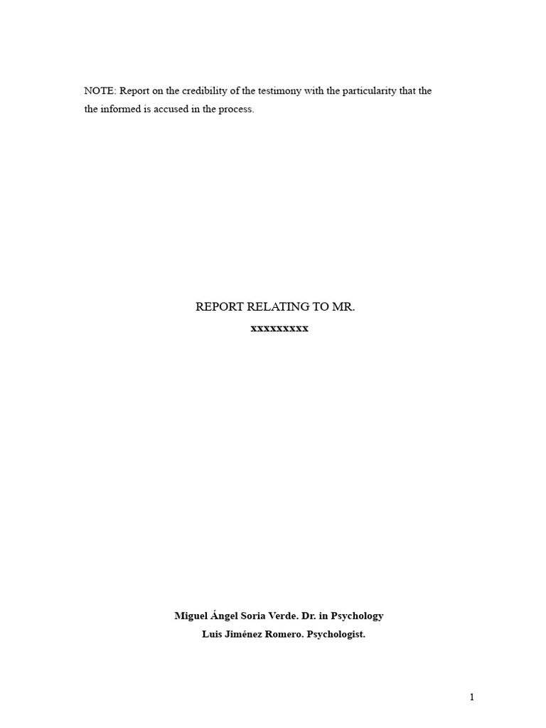 Report Credibility Testimony | PDF | Psychology | Aggression