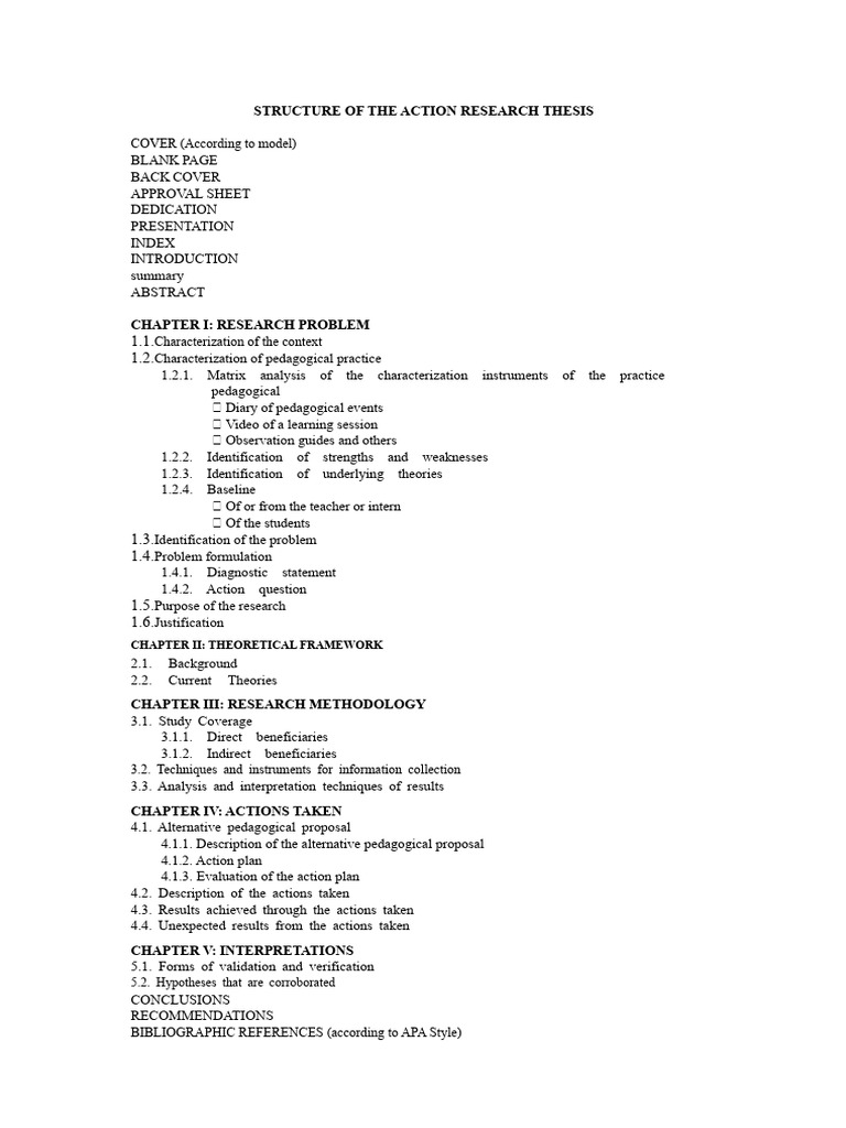 Action Research Thesis Structure Guide | PDF