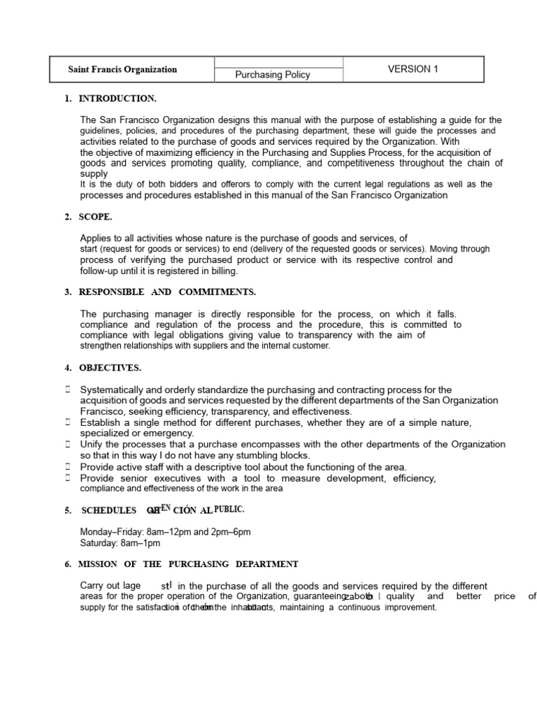 OSF Purchasing Policy | PDF | Invoice | Supply Chain