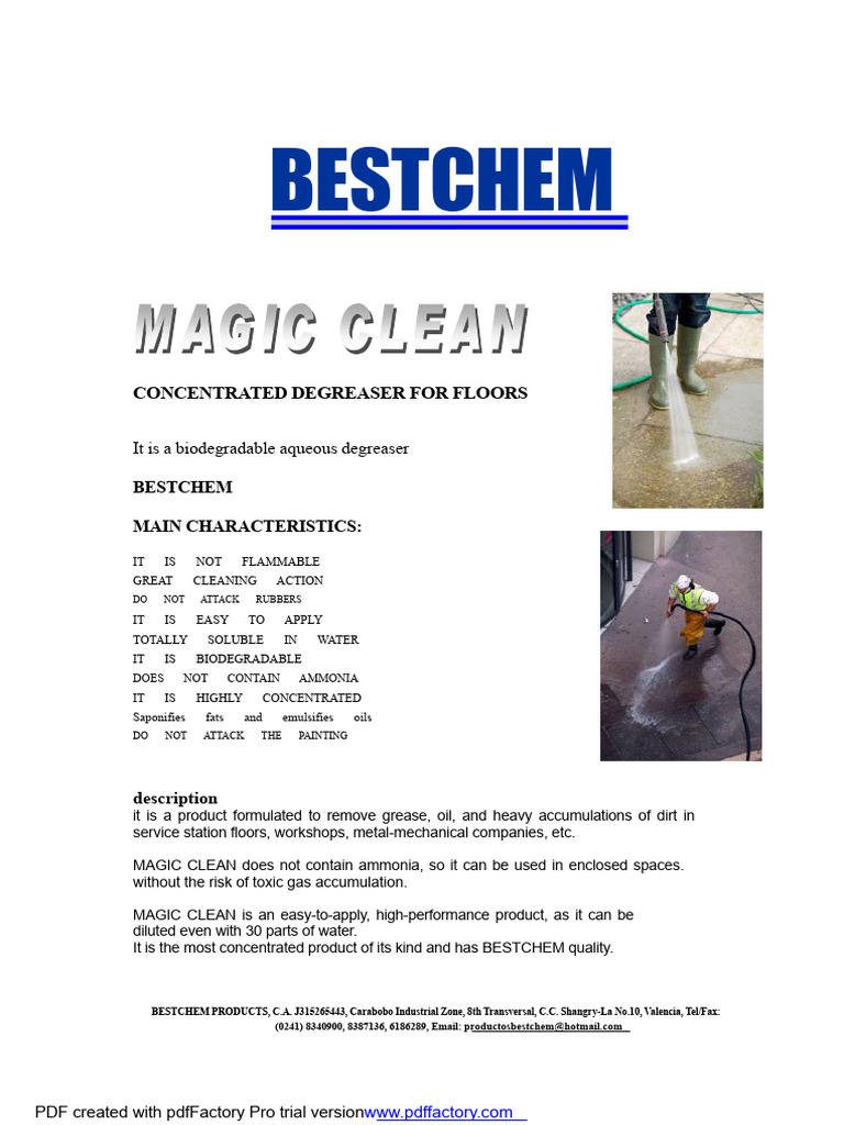 Magic Clean (Degreaser) | PDF | Water | Materials