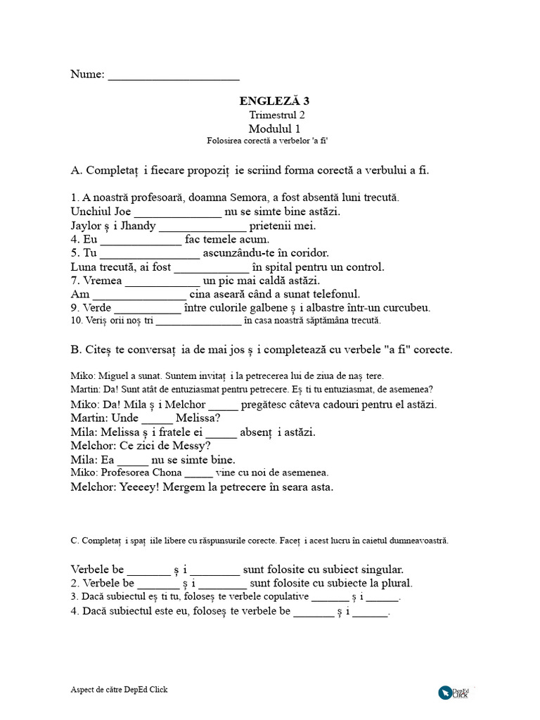 Foaia de Activități Q2 - Clasa A 3-A | PDF
