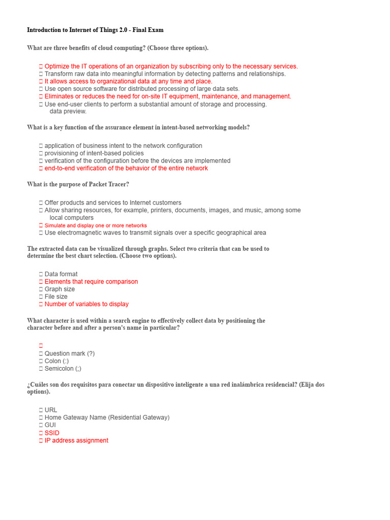 IoT 2.0 Final Exam Overview | PDF | Computer Network | Internet Of Things