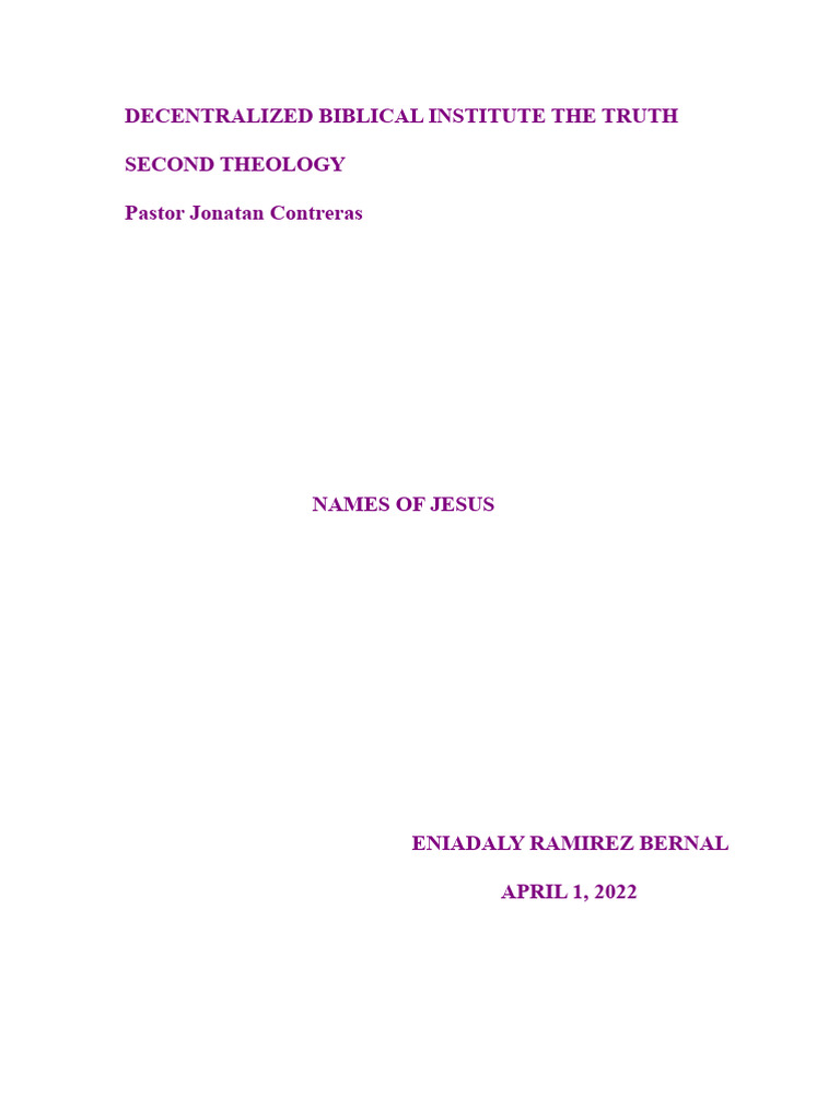 Biblical Names of Jesus Explained | PDF | Names Of God In Judaism ...