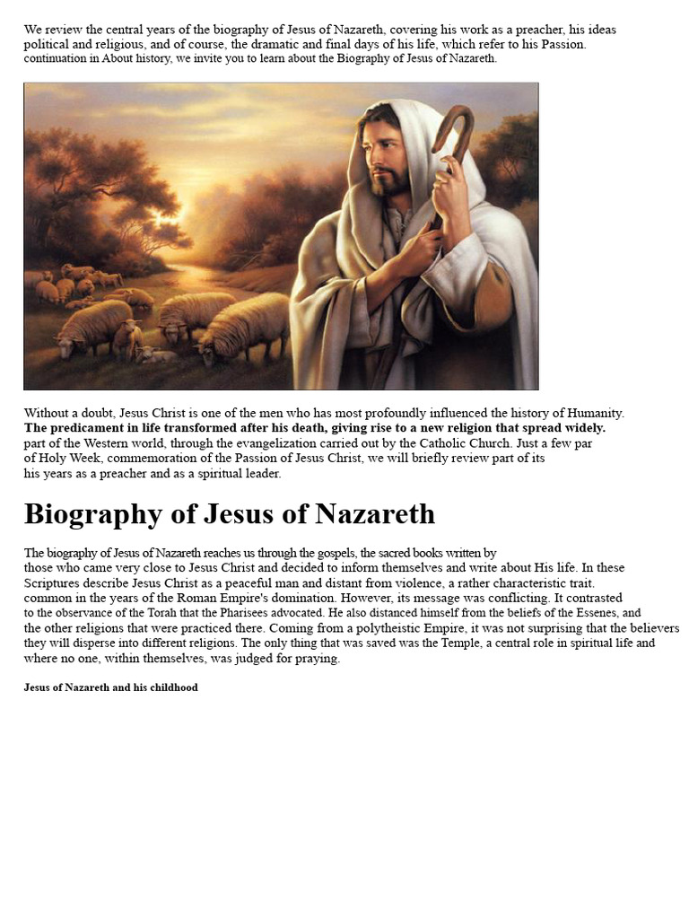 Biography of Jesus of Nazareth | PDF | Jesus | Mary, Mother Of Jesus